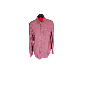 Hollister red and white pinstriped long sleeve flannel, size large